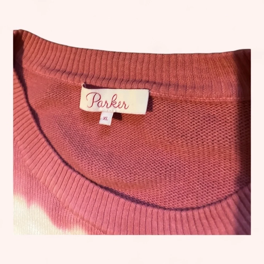 Parker Tie Dye Pink Yellow Jorja Asymmetrical Striped Sweater Preloved Size XL